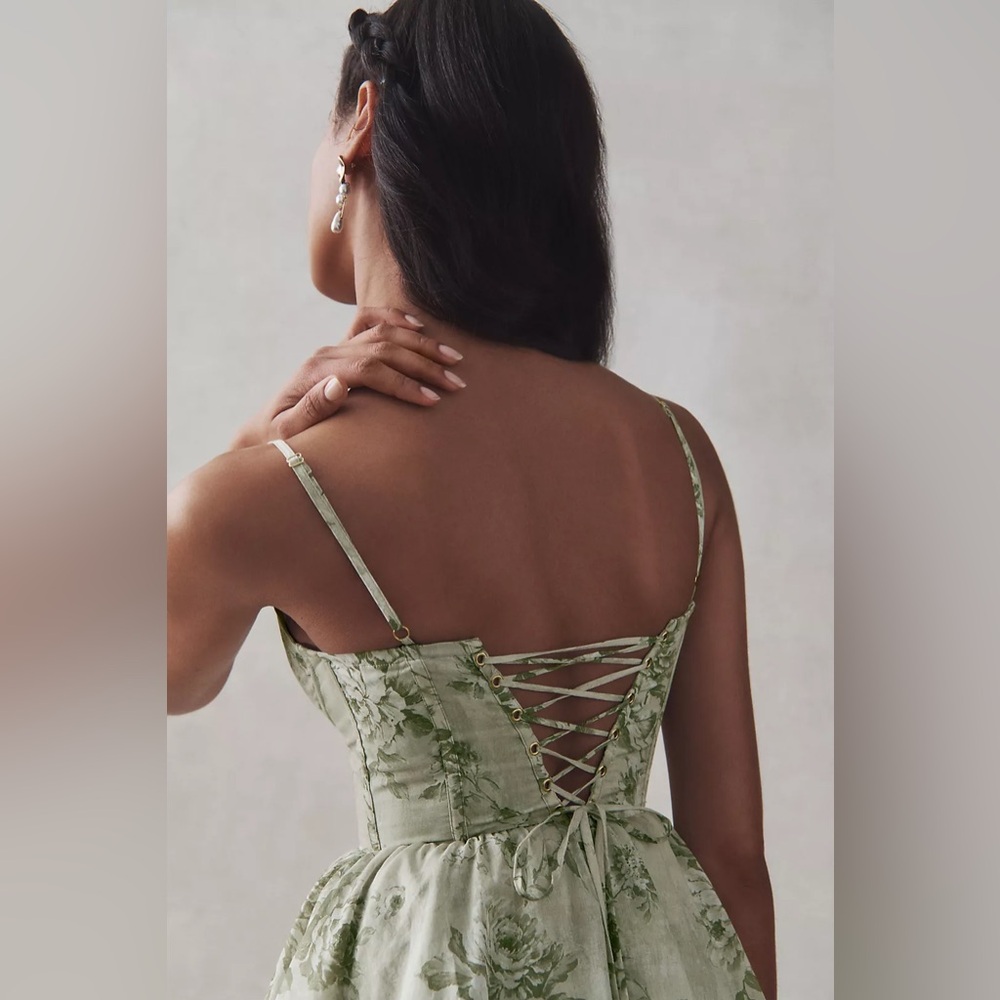 V. Chapman Caterina Corset Ruffle Dress - Sage Green - size 10 - NWT - Picture 3 of 9